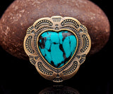 30mm Brass Tribal Flower Love Heart Turquoise Leather Conchos