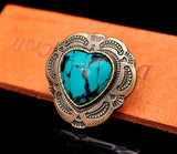 30mm Brass Tribal Flower Love Heart Turquoise Leather Conchos
