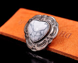 30mm Silver Tribal Floral Heart Concho Turquoise Leathercraft Screwback