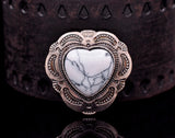 30mm Silver Tribal Floral Heart Concho Turquoise Leathercraft Screwback