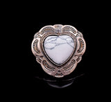 30mm Silver Tribal Floral Heart Concho Turquoise Leathercraft Screwback