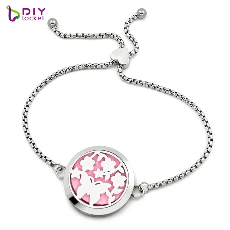 30mm Aromatherapy Locket Bracelet Essential Oil Diffuser Stainless Steel Bangle