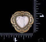 30mm Brass Tribal Floral Engraved Heart Concho Turquoise Leathercraft Hardware