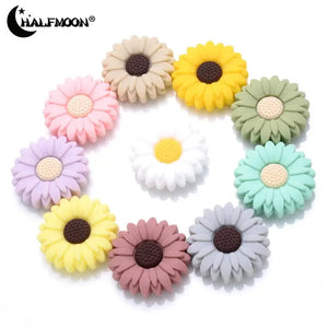 30mm Cartoon Flower Silicone Bead 10Pcs Food Teether Chew Bead