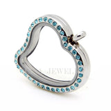 30mm Curved Heart Crystal Glass Floating Charm Lockets