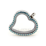 30mm Curved Heart Crystal Glass Floating Charm Lockets