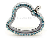 30mm Curved Heart Crystal Glass Floating Charm Lockets