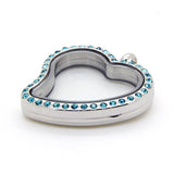 30mm Curved Heart Crystal Glass Floating Charm Lockets