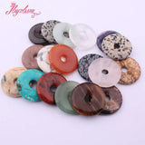 30mm Donut Round Stone Bead Pendant for DIY Jewelry Making