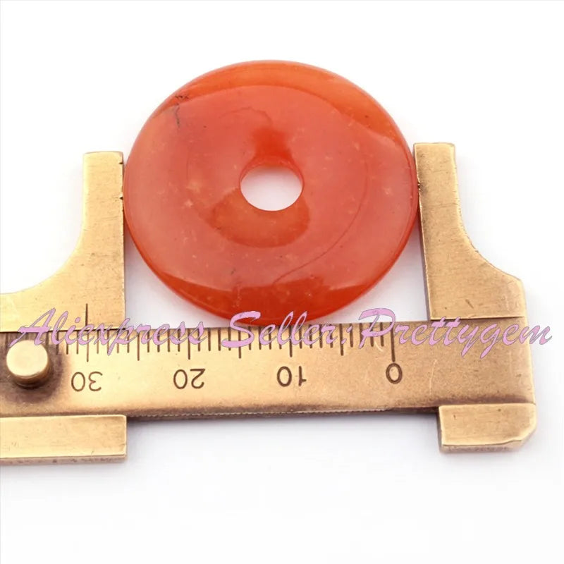 30mm Donut Round Stone Bead Pendant for DIY Jewelry Making