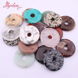 30mm Donut Round Stone Bead Pendant for DIY Jewelry Making