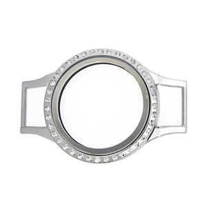 Glass Memory Locket Bracelet Women Double Wrap Leather Wristband Gift