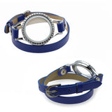 Glass Memory Locket Bracelet Women Double Wrap Leather Wristband Gift