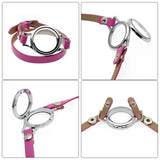 Glass Memory Locket Bracelet Women Double Wrap Leather Wristband Gift