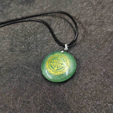 30mm Natural Stone Quartz Crystal Sri Yantra Pendant Pendulum 7 Chakra Necklace