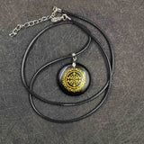 30mm Natural Stone Quartz Crystal Sri Yantra Pendant Pendulum 7 Chakra Necklace