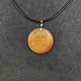 30mm Natural Stone Quartz Crystal Sri Yantra Pendant Pendulum 7 Chakra Necklace