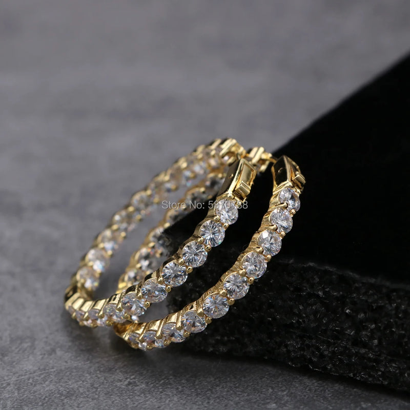 Zircon Plated Hoop Earrings Set for Women