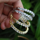 Zircon Plated Hoop Earrings Set for Women