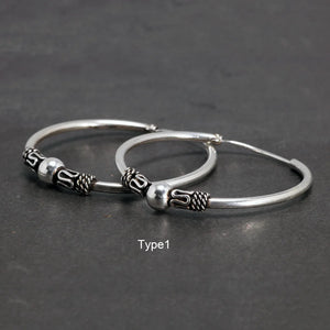 30mm Hoop Earrings 925 Sterling Silver Thai Silver Women Punk Earrings
