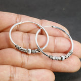 30mm Hoop Earrings 925 Sterling Silver Thai Silver Women Punk Earrings