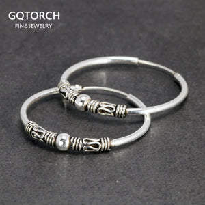 30mm Hoop Earrings 925 Sterling Silver Thai Silver Women Punk Earrings