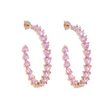 30mm Pink CZ Heart Hoop Earring Iced Out Sparkling Bling Huggie Wedding Jewelry