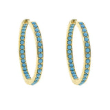 Turquoise Stone Band Hoop Earrings Women's Jewelry