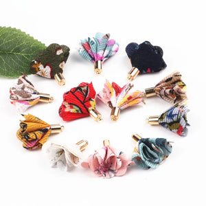30mm Mix Fabric Flower Tassels Copper Top Earring Jewelry Accessory 100pcs