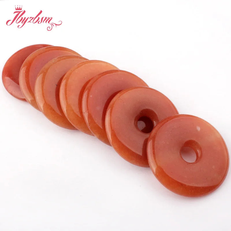 30mm Natural Donut Rings Stone Beads for DIY Jewelry Making 1 Pcs