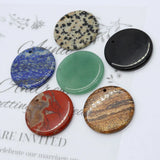 30mm Natural Stone Disc Pendant Crystal Quartz Agate Rose Stone Necklace