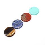 30mm Natural Stone Disc Pendant Crystal Quartz Agate Rose Stone Necklace