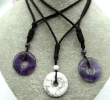 30mm Natural Stone Quartz Crystal Donut Pendant for DIY Jewelry Making
