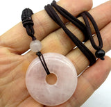 30mm Natural Stone Quartz Crystal Donut Pendant for DIY Jewelry Making
