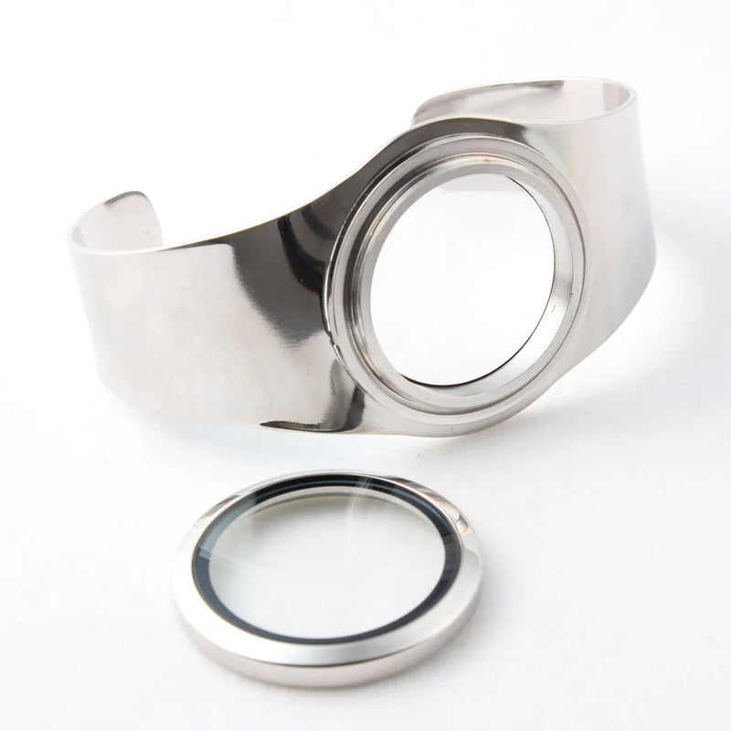 30mm Stainless Steel Floating Locket Bangle Bracelet Women Accessories