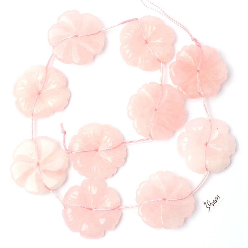 30mm Natural Flower Shape Loose Beads Strand 10Pcs DIY Jewellery Making