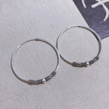 925 Silver Hoop Earrings Beads 4mm Thickness Vintage Style