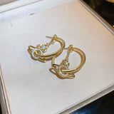 30mm Zircon Planet Earrings Women Hoop Jewelry Crystal Decor