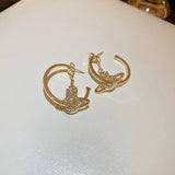 30mm Zircon Planet Earrings Women Hoop Jewelry Crystal Decor