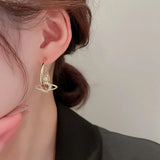 30mm Zircon Planet Earrings Women Hoop Jewelry Crystal Decor