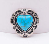 30mm Silver Flower Heart Turquoise Conchos for Leathercraft