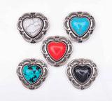 30mm Silver Flower Heart Turquoise Conchos for Leathercraft
