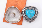 30mm Silver Flower Heart Turquoise Conchos for Leathercraft