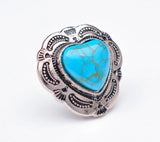 30mm Silver Flower Heart Turquoise Conchos for Leathercraft