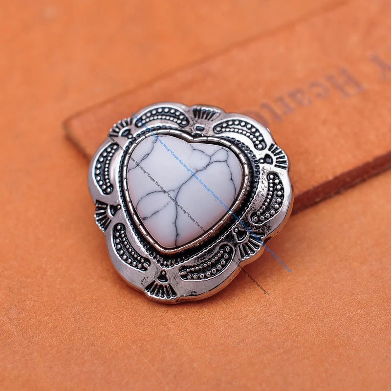 30mm Silver Tribal Flower Heart Conchos For Leathercraft