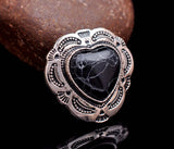 30mm Silver Tribal Flower Engraved Heart Turquoise Leathercraft Concho