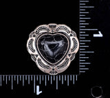 30mm Silver Tribal Flower Engraved Heart Turquoise Leathercraft Concho