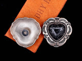 30mm Silver Tribal Flower Engraved Heart Turquoise Leathercraft Concho