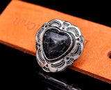 30mm Silver Tribal Flower Engraved Heart Turquoise Leathercraft Concho