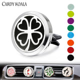 Stainless Steel Car Diffuser Locket Clover + 8 Oil Pads